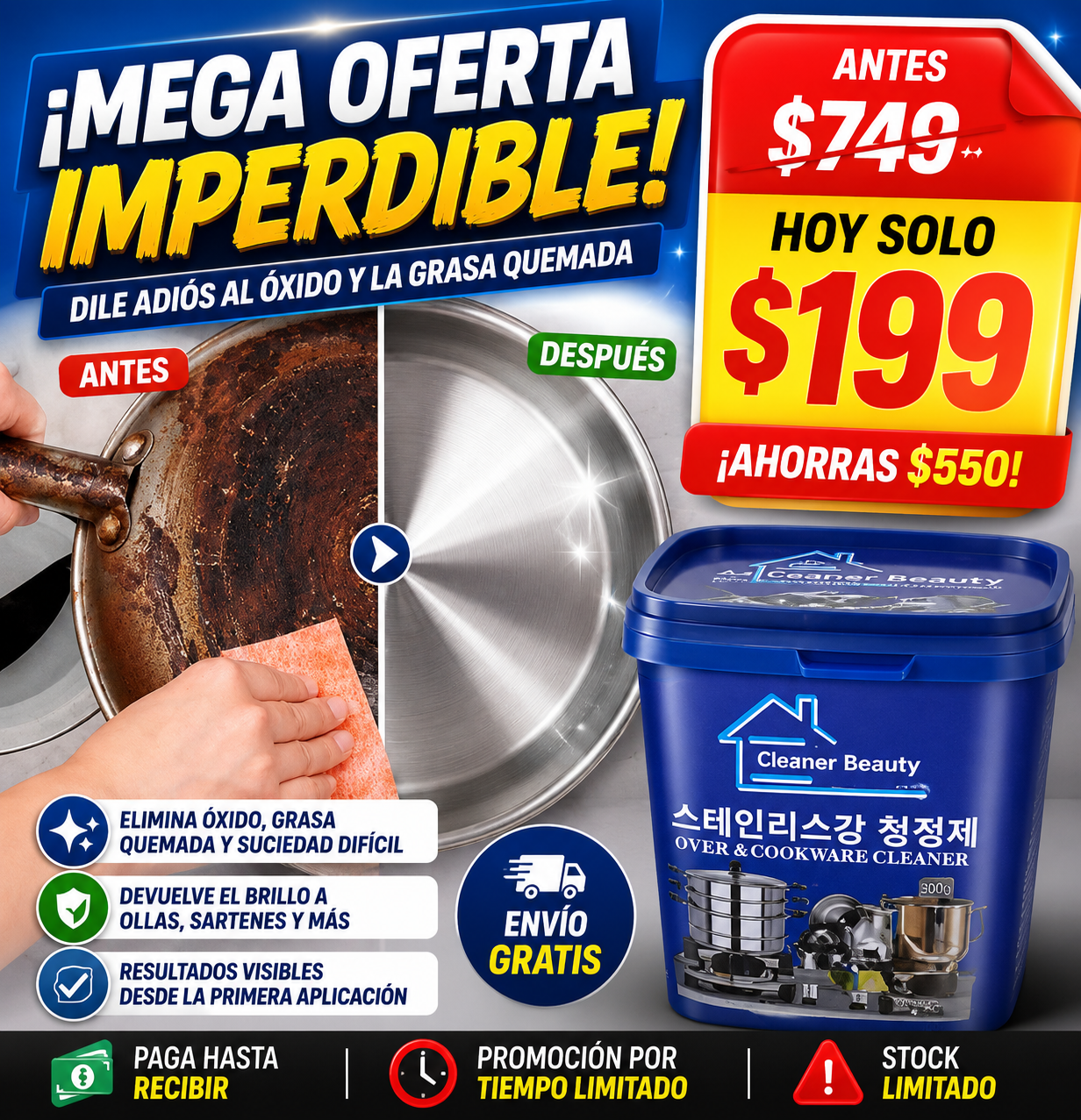 Renueva Acero Pro – Elimina Óxido y Grasa Quemada