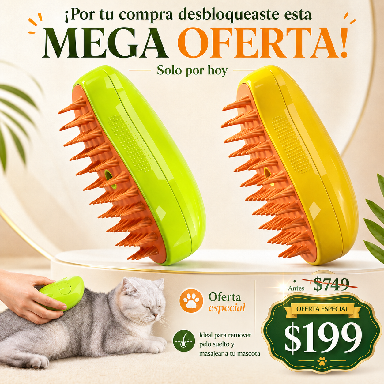 CEPILLO PARA MASCOTAS A VAPOR