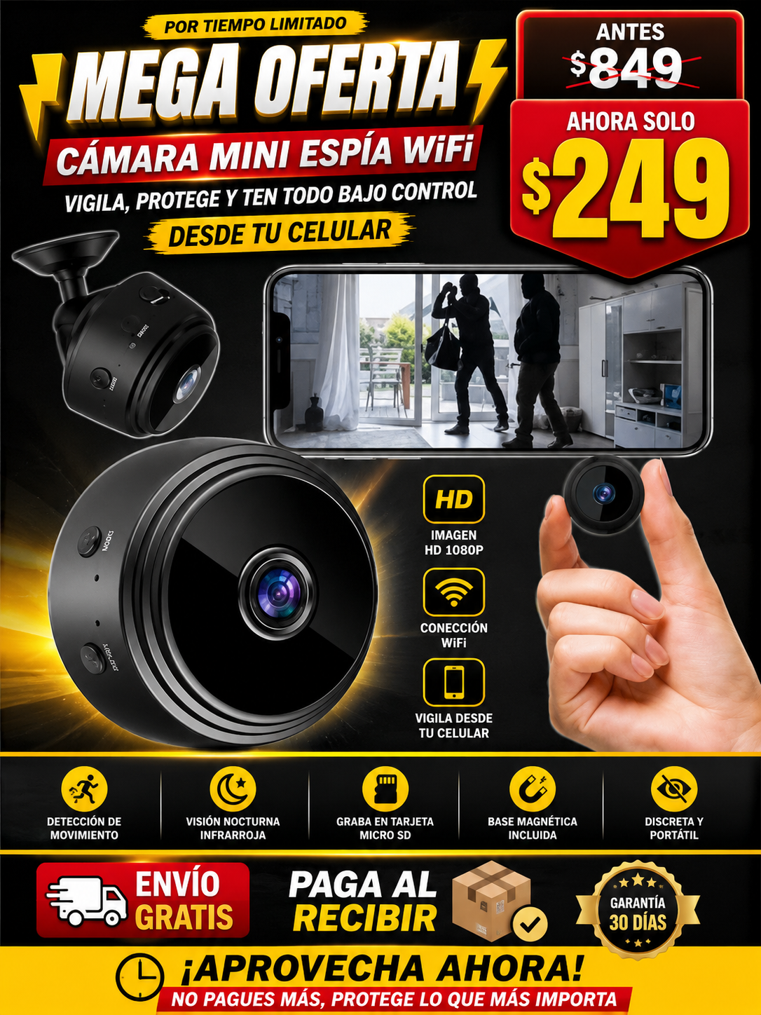 Camara Mini Espía Ip Wifi Monitoreo A9