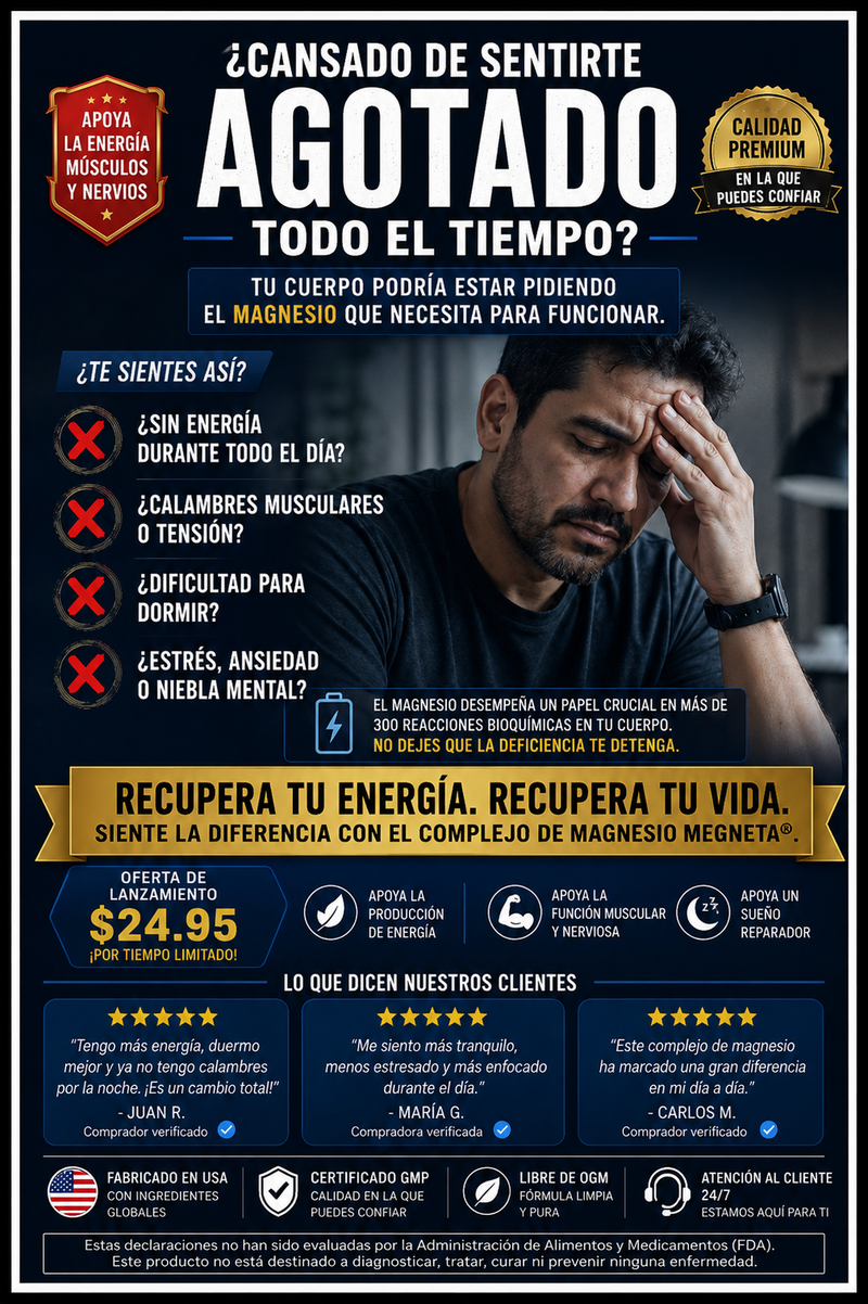 Suplemento Magnesio Complex Premium Energía Vitalidad Hoy