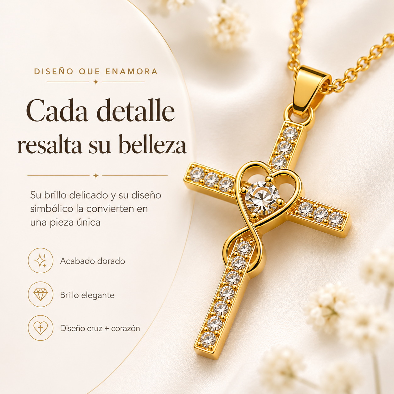 Cruz de oro laminado y cadena 18k