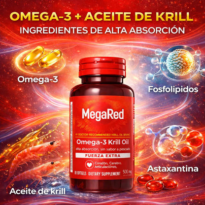 🔥 MEGA 2X1 MEGARED OMEGA 3 🔥 Apoyo diario para corazón, cerebro, articulaciones y vitalidad masculina
