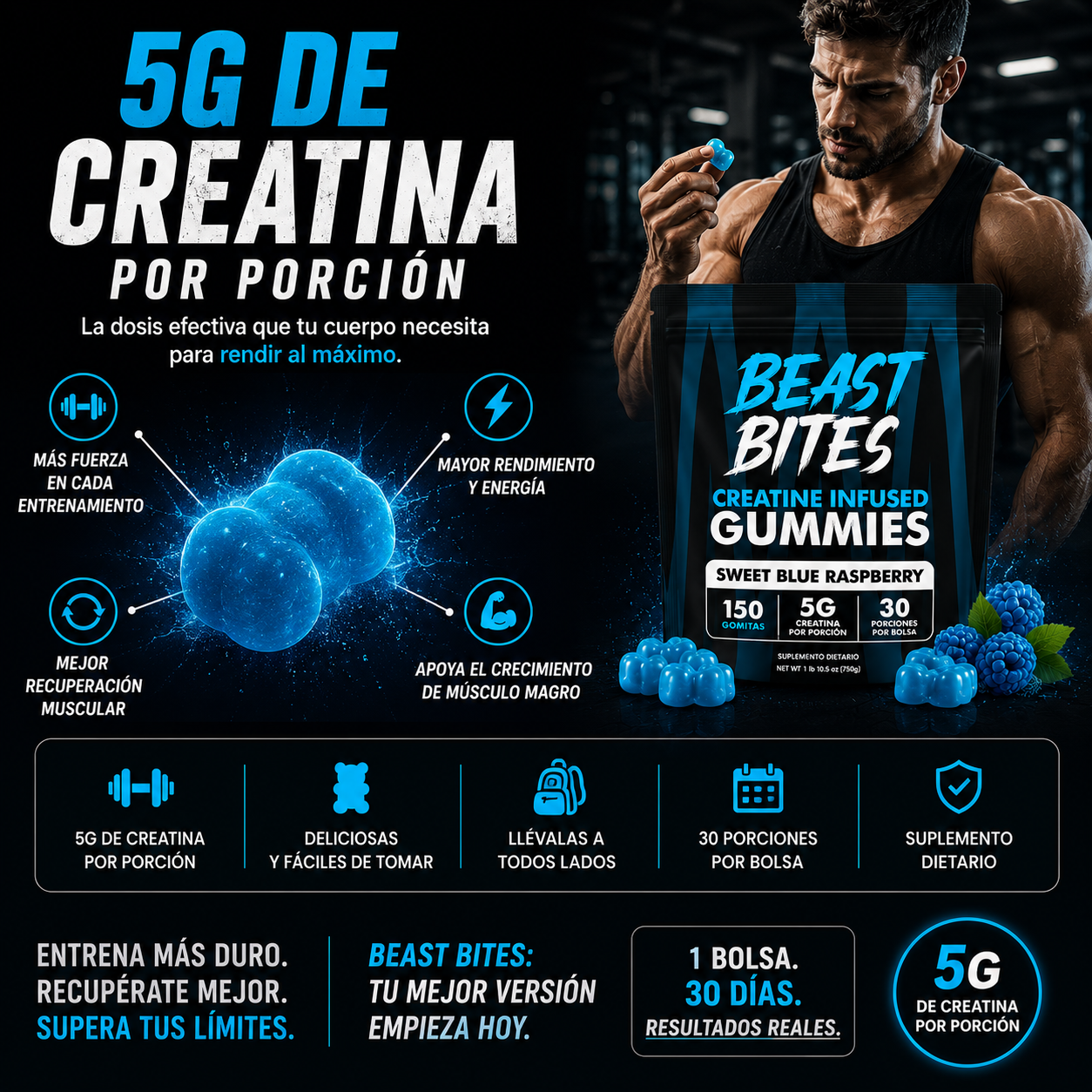 Suplemento Creatina Gomitas Beast Bites