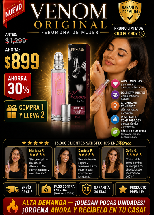 Perfume Venom Original Feromonas Atrae Hombres Hoy