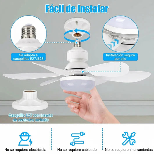 Lámpara Ventilador de Techo Revoluciona tu hogar con este ventilador de techo inteligente