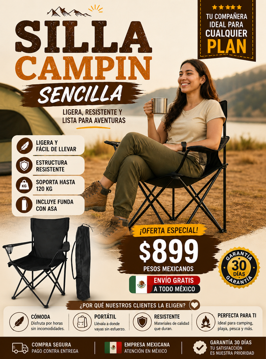 Silla Camping Plegable Ligera Resistente Envío Gratis