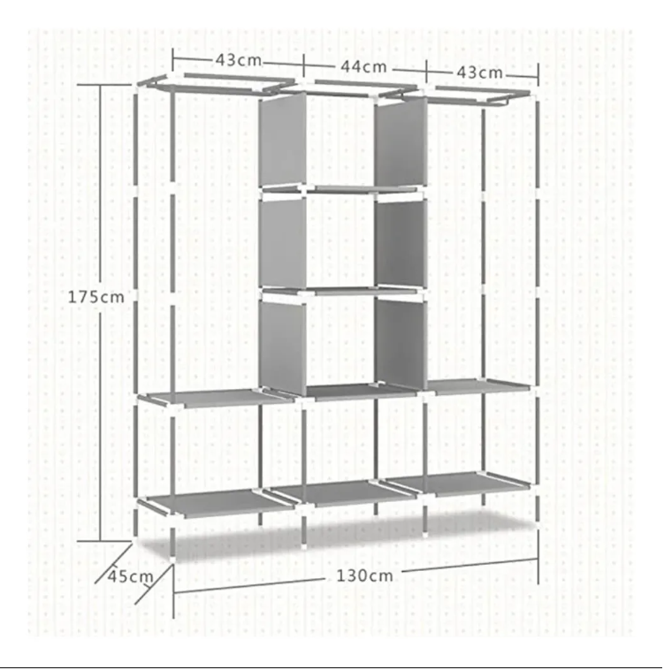 Closet Armable Portátil® — 3 Cuerpos + 8 Compartimentos Tela Impermeable