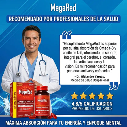 🔥 MEGA 2X1 MEGARED OMEGA 3 🔥 Apoyo diario para corazón, cerebro, articulaciones y vitalidad masculina