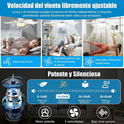 Lámpara Ventilador de Techo Revoluciona tu hogar con este ventilador de techo inteligente