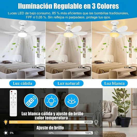 Lámpara Ventilador de Techo Revoluciona tu hogar con este ventilador de techo inteligente