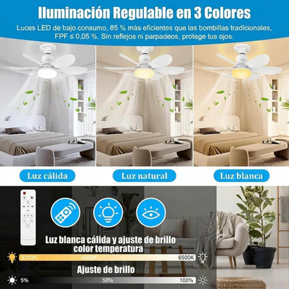 Lámpara Ventilador de Techo Revoluciona tu hogar con este ventilador de techo inteligente
