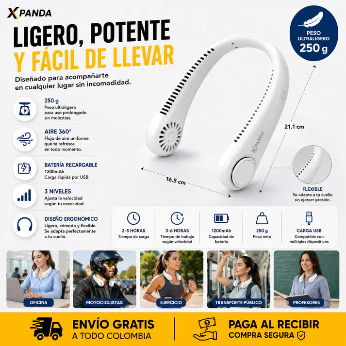 Respira Fresco™ – Ventilador Manos Libres para Días de Calor Intenso