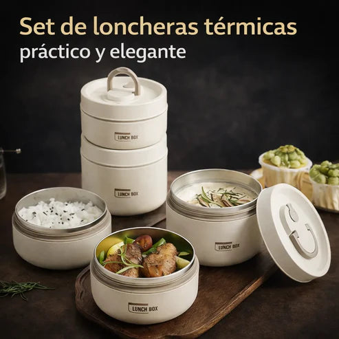 LUNCH BOX: 4 Loncheras Térmicas + Maleta