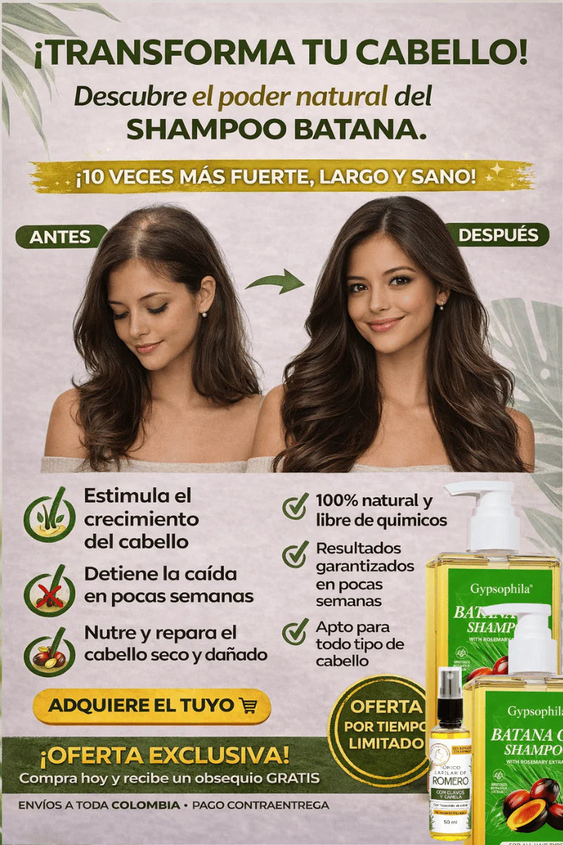 💇‍♀️ Batana Anti-Caída™ – Más Cabello, Menos Pérdida 🔥 Ayuda a fortalecer desde la raíz.