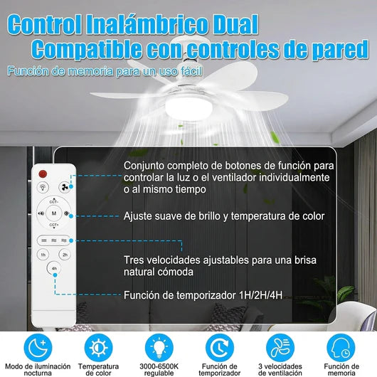 Lámpara Ventilador de Techo Revoluciona tu hogar con este ventilador de techo inteligente