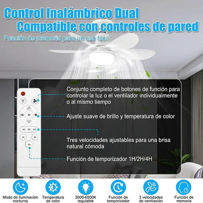 Lámpara Ventilador de Techo Revoluciona tu hogar con este ventilador de techo inteligente