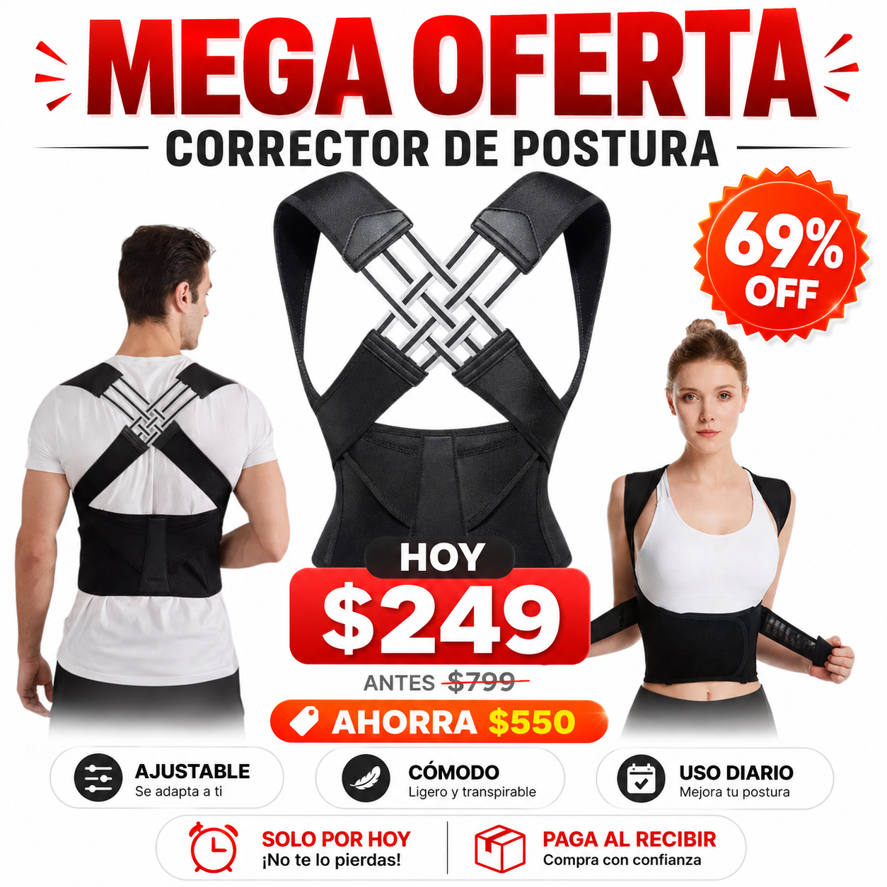 Corrector Postura Bandas Elasticas Faja
