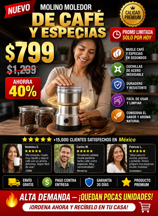 Molino Eléctrico Café y Especias Profesional Premium