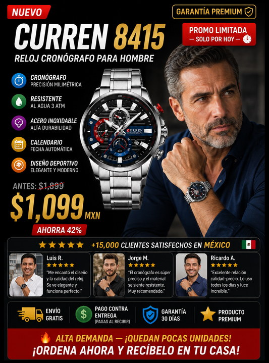 Reloj Curren 8415 Hombre Acero Inoxidable Colores