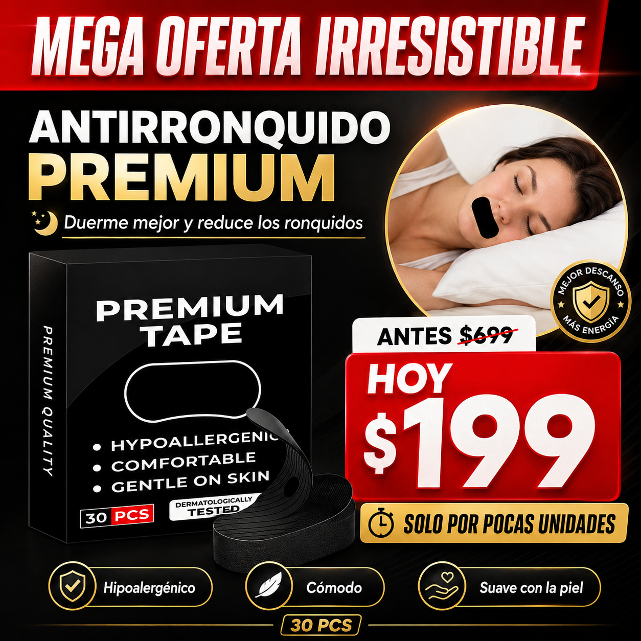 Cinta Antironquidos 30 Piezas