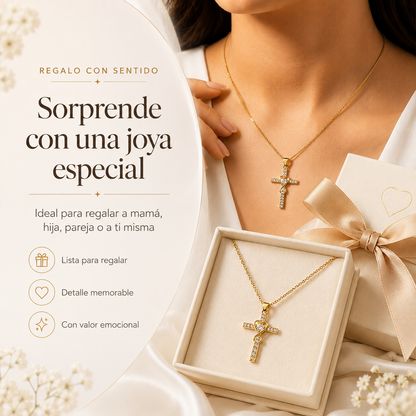 Cruz de oro laminado y cadena 18k