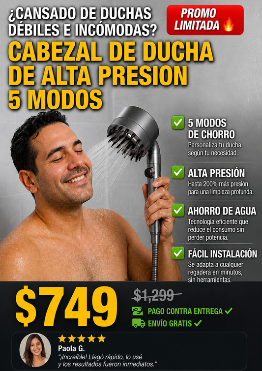 Cabezal Ducha Alta Presión 5 Modos Premium