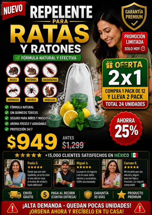 Repelente Ultrasónico Ratas Ratones 24 Unidades Efectivo