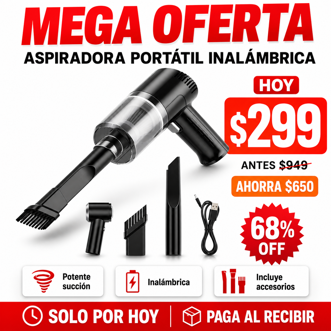 MINI ASPIRADORA DE MANO PORTATIL 2 EN 1