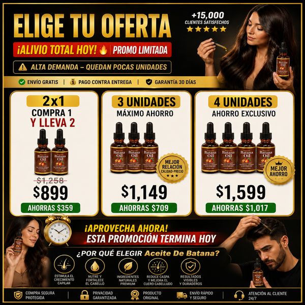 2x1 Aceite de Batana Puro – Fortalece tu Cabello Débil y Ayuda a Reducir la Caída
