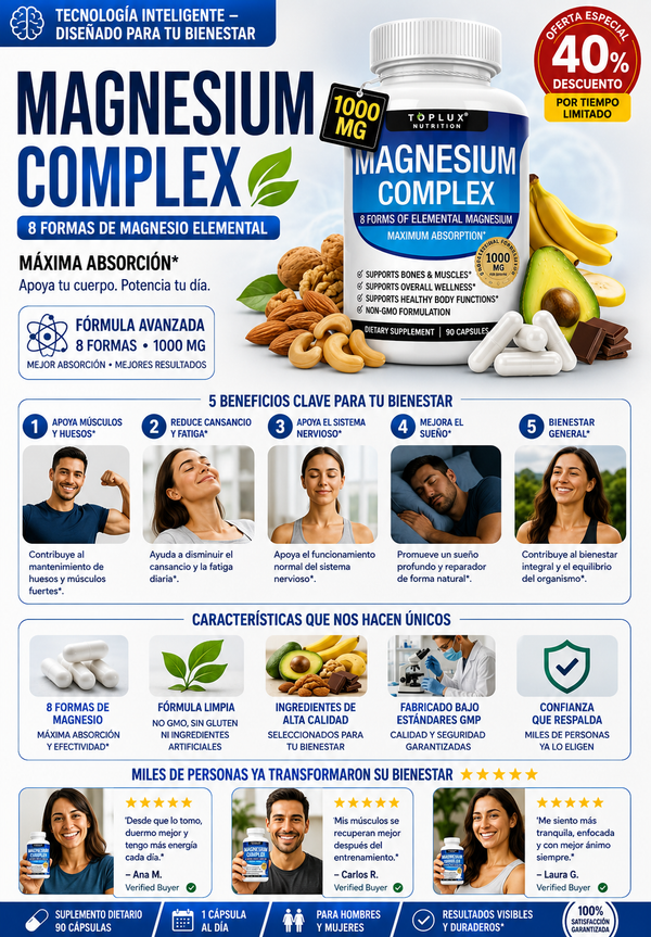 Magnesio Complex 2x1 | Alivio para Calambres, Cansancio y Tensión Muscular