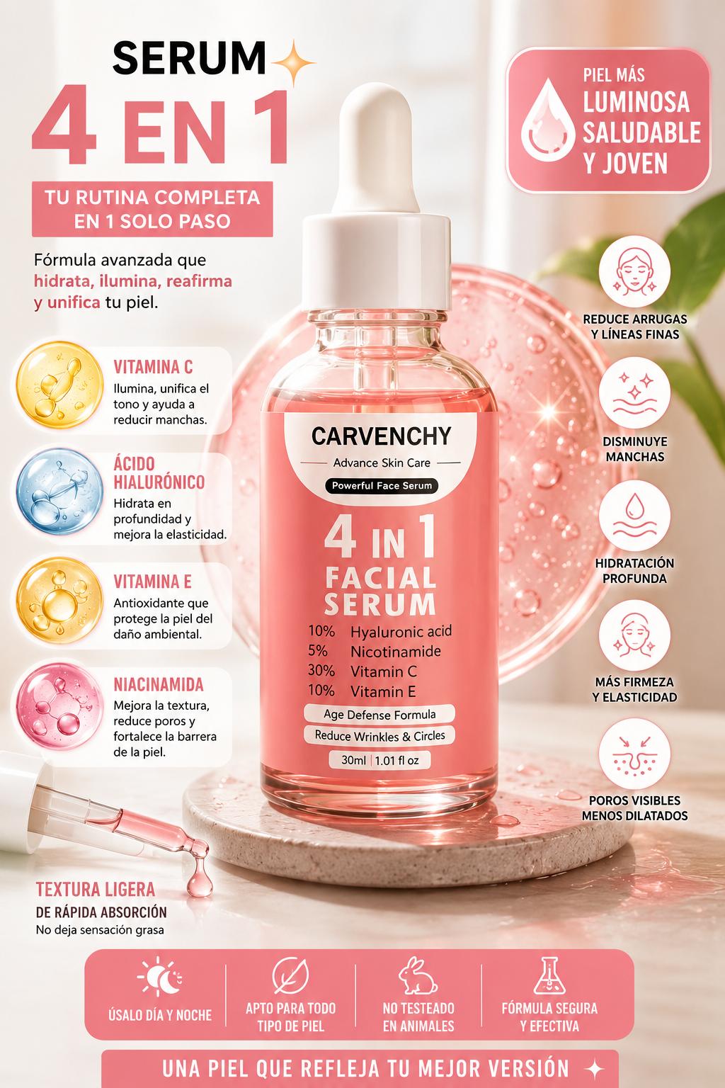 Serum 4 en 1 “Secreto Coreano” – Reduce arrugas y manchas | Producto original