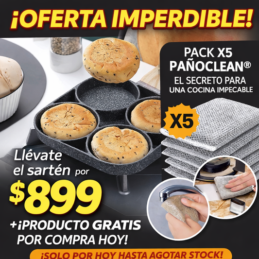 🔥 Mega Combo Cocina: Sartén Desayuno 4 en 1™ + Pack X5 PañoClean GRATIS 🎁