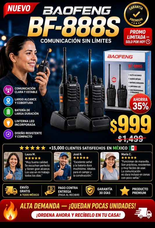 Radios Walkie Talkie BF888S Recargables Profesionales Envío