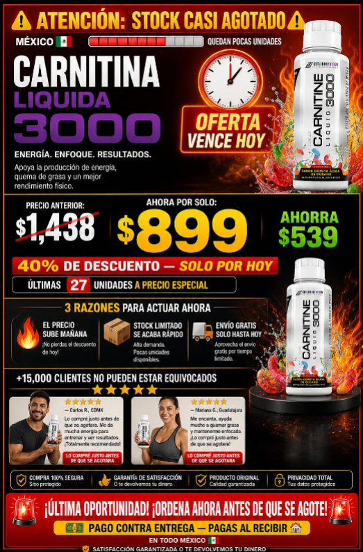 Carnitina Líquida 3000 - Quemagrasas Potente Efectivo