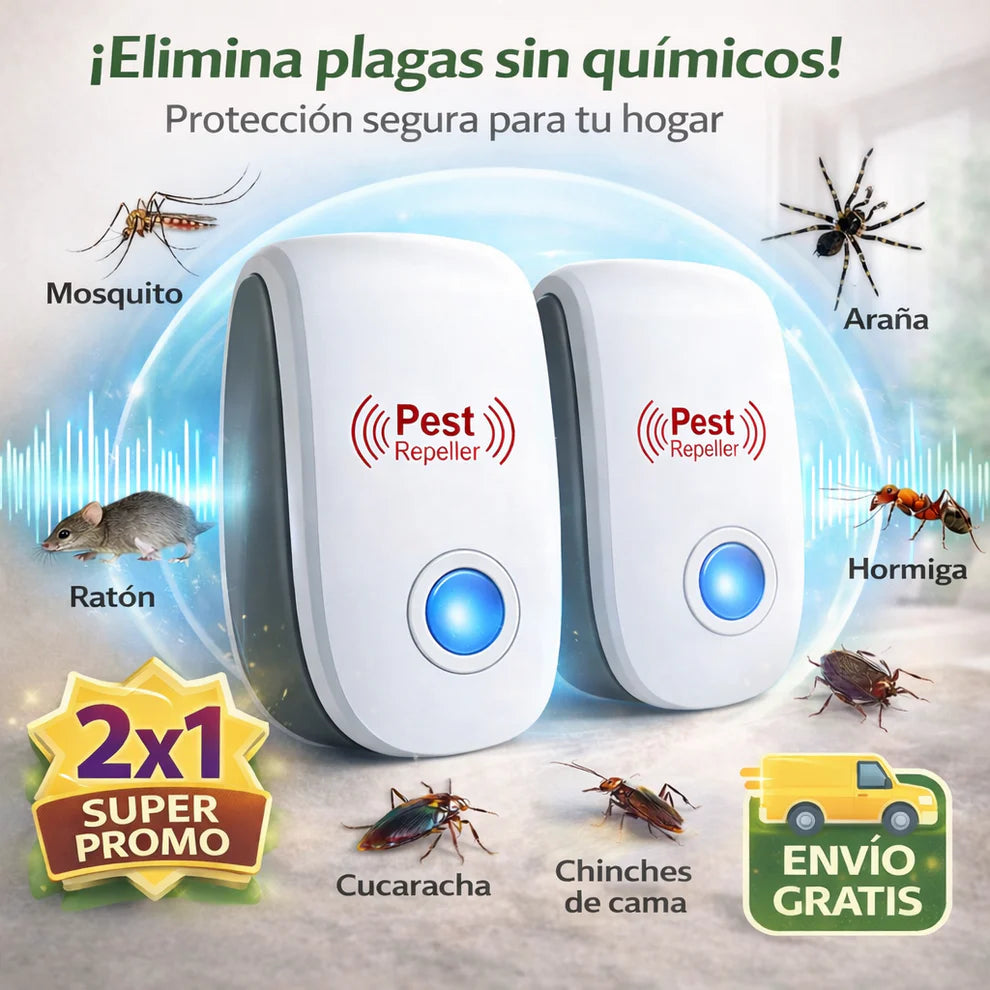 PROMO 2X1 | Repelente Ultrasonico para Insectos y Ratones- PROTEGE A TU FAMILIA Y MASCOTAS