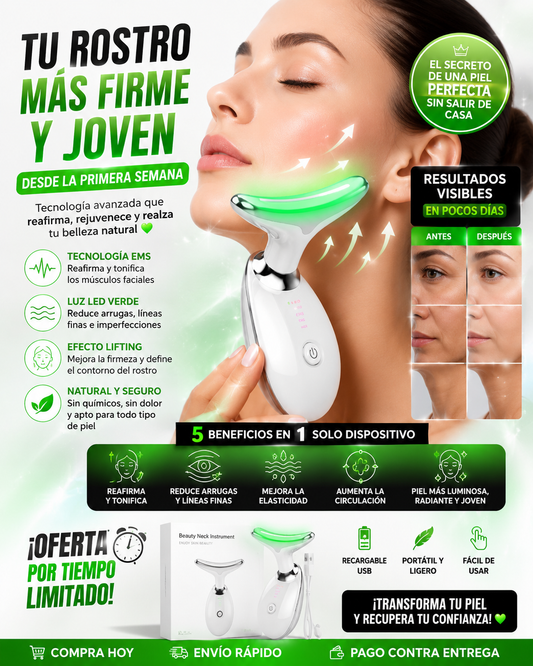 Masajeador Led Facial | Elimina Arrugas, Papada, Reafirmante Colágeno.