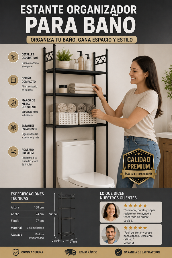 Estante Organizador Baño Moderno Espacios Pequeños