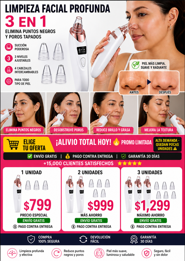 Limpieza Facial 3 en 1 Elimina Puntos Negros Poros