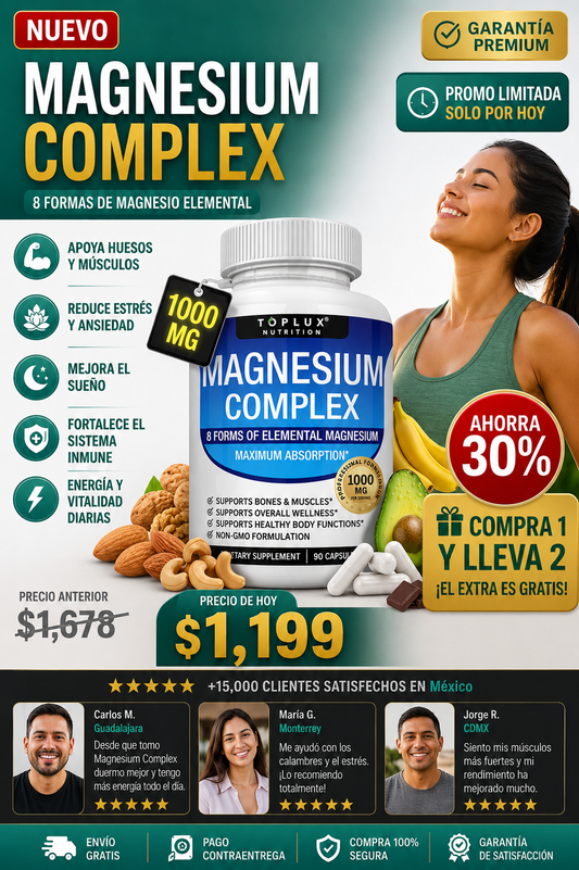 Magnesio Complex 2x1 | Alivio para Calambres, Cansancio y Tensión Muscular