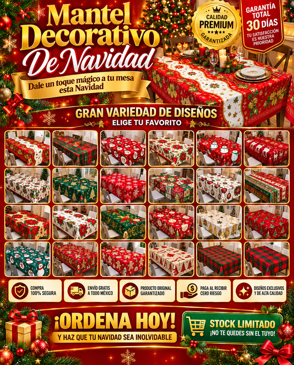 Mantel Navideño Decorativo Premium Calidad