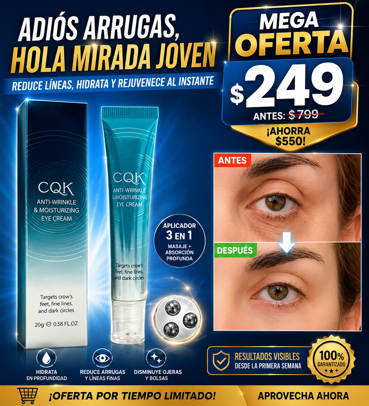 Contorno con rodillo drenador de retinol