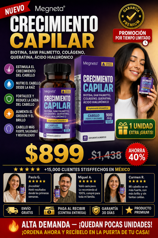 Suplemento Hair Growth Megneta Cabello Fortalece
