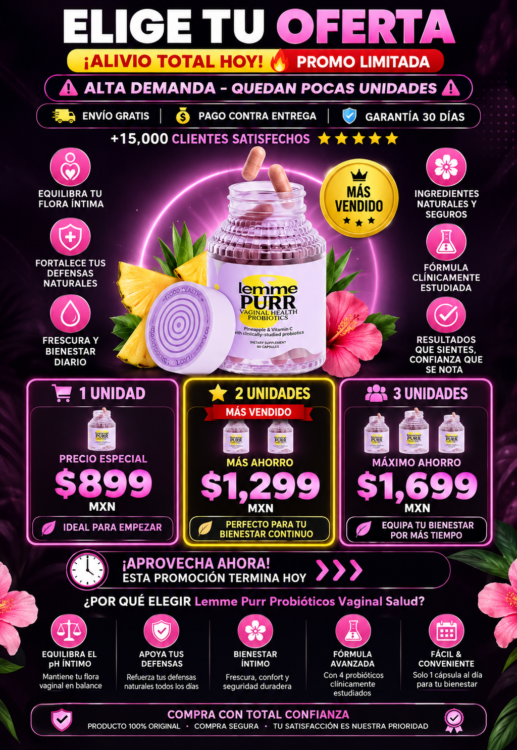 Lemme Purr Probióticos Vaginales Salud Íntima Femenina