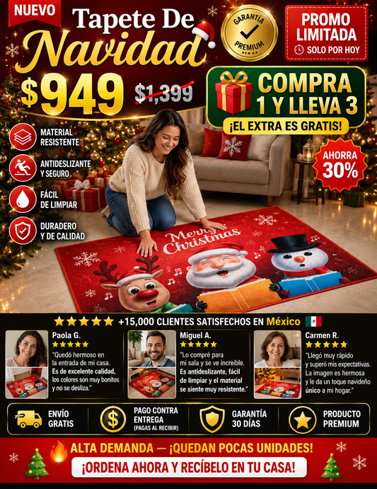 Tapete Navideño Antideslizante Premium Decoración