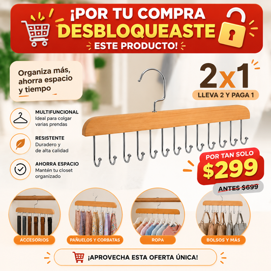 🚨 ORGANIZA TU CLÓSET EN SEGUNDOS – GANCHOS MULTIFUNCIONALES 2X1 👕