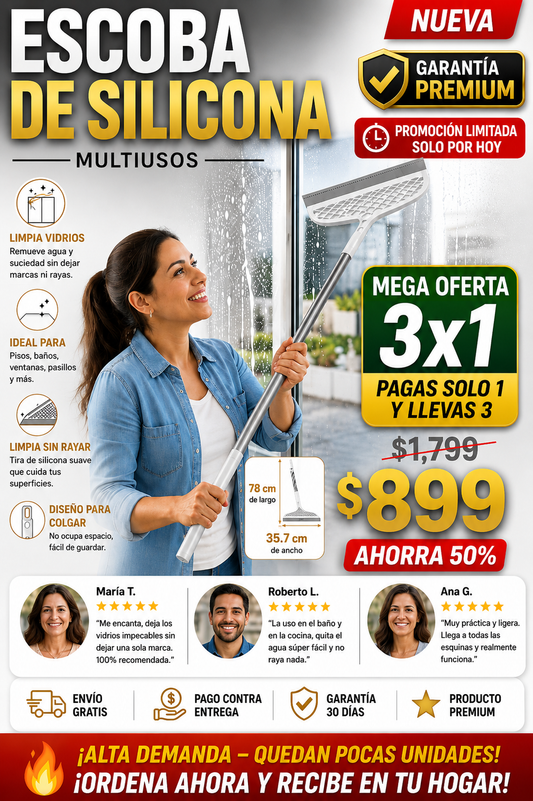 Escoba Silicona Multiuso Eficiente Limpieza Fácil Rápida