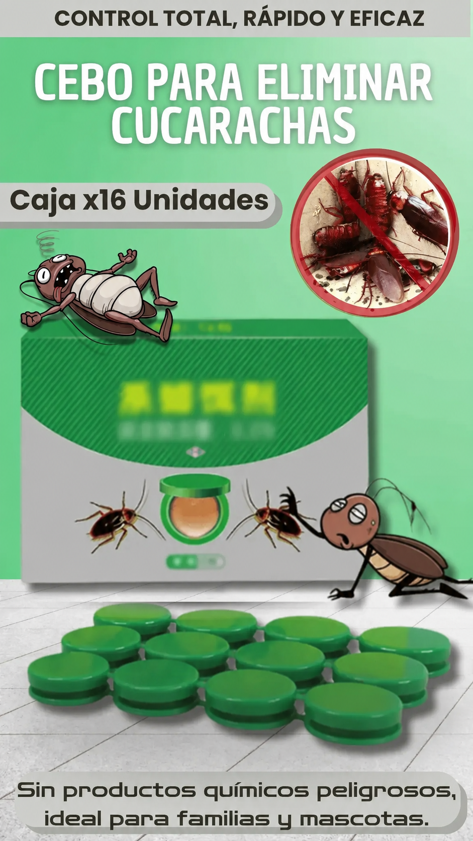 🔥 SOLO POR HOY: PAGA 8 Y RECIBE 16 Llévate el 2x1 en Cebo Mata Cucarachas y elimina esas plagas de tu cocina y hogar.