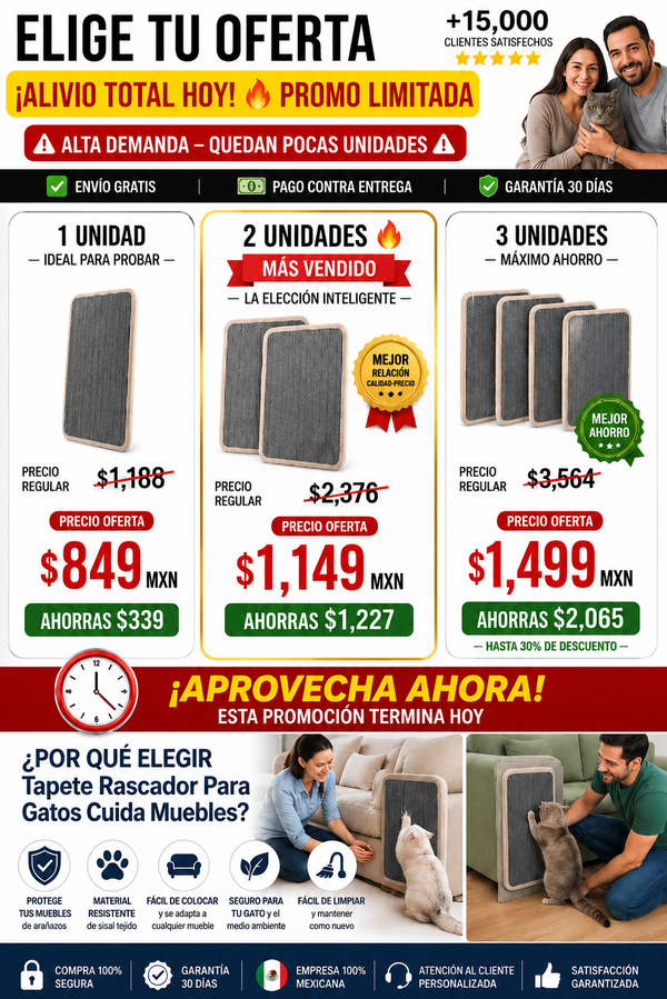 Tapete Rascador Gatos Protege Muebles Calidad Premium