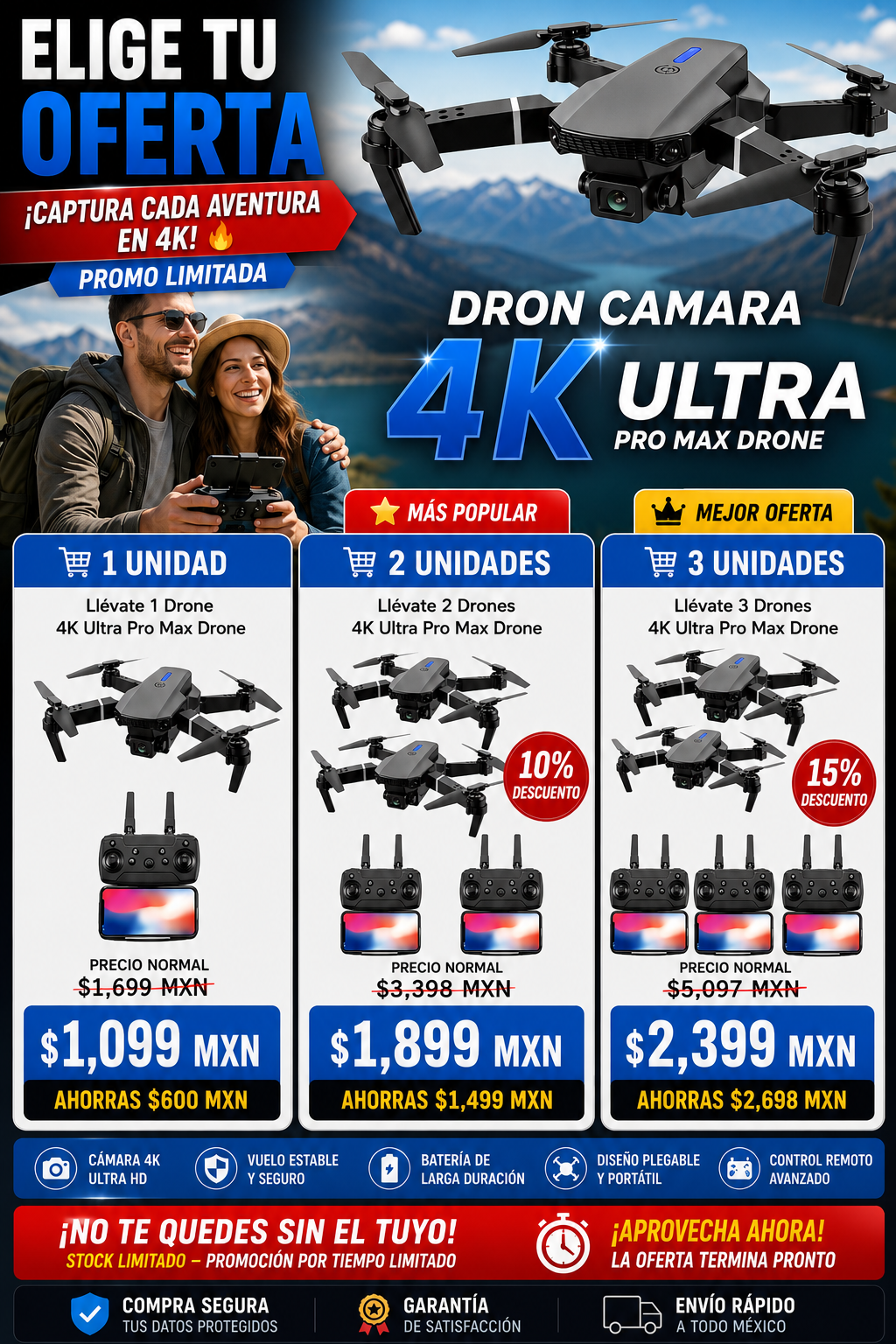 Dron 4K Profesional Ultra HD Cámara Avanzada