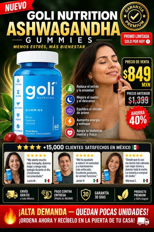 Goli Ashwagandha 60 Gomas Estrés Ansiedad Sueño